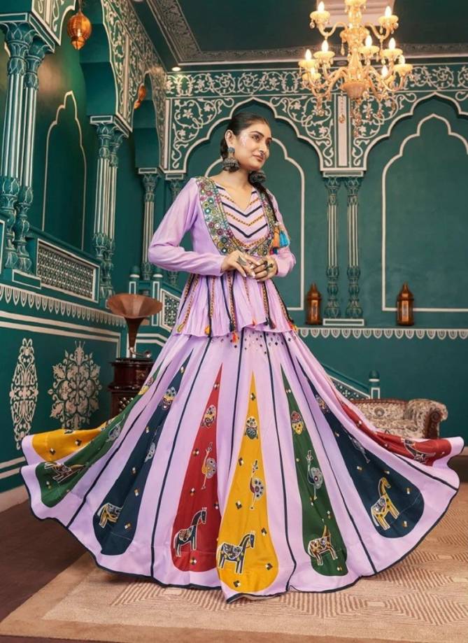 Multi Colour Raas Shubhkala Navratri Lehenga Choli With Jacket