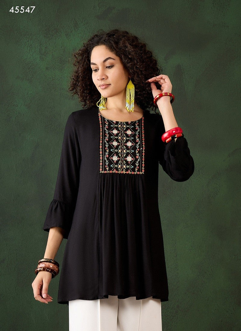 Black multi color Kiara By Mahotsav Embroidery Rayon