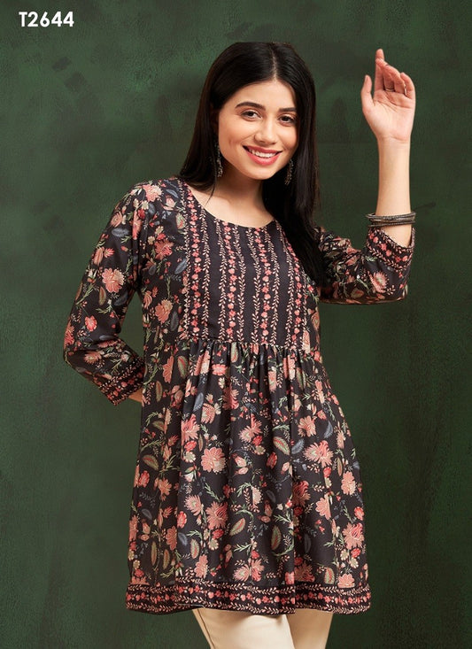 Brown Colour Kiara By Mahotsav Embroidery Chinon Western Top