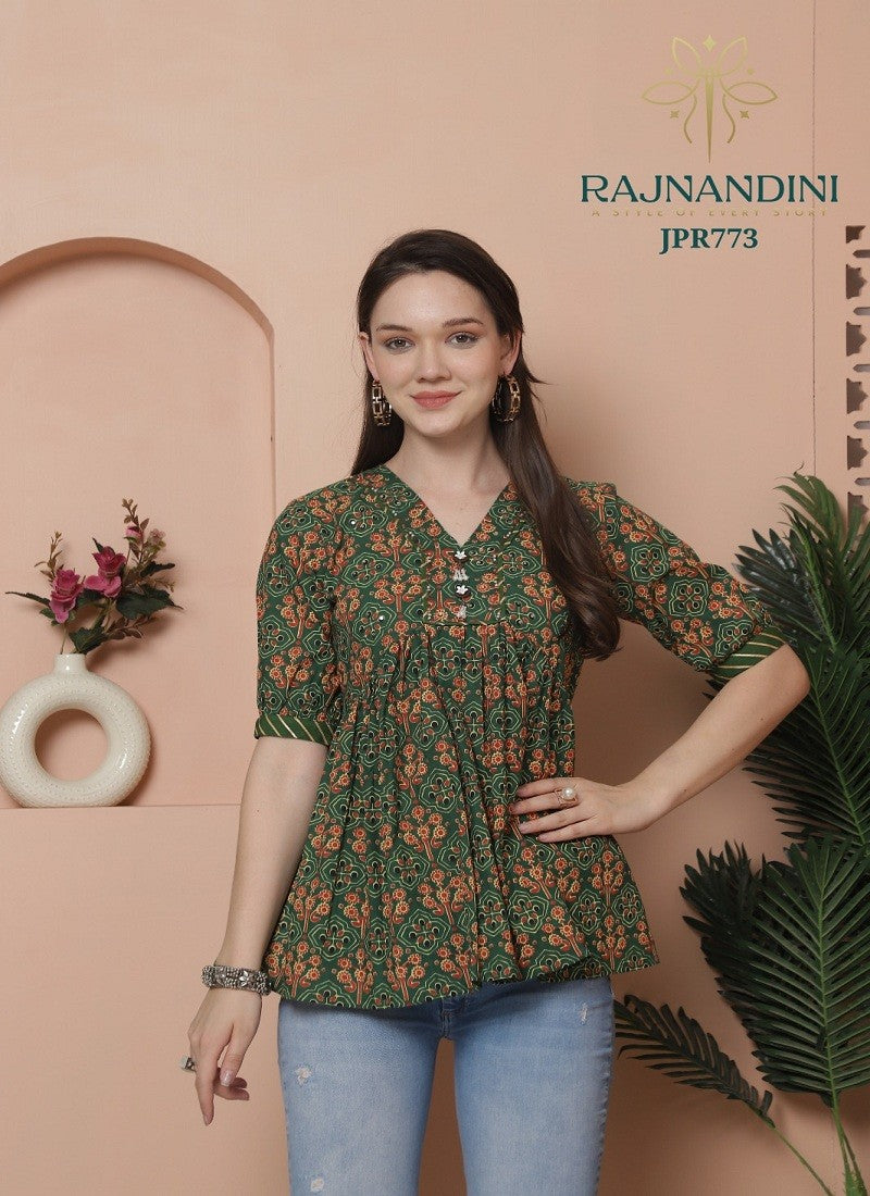 Brown Colour Aaradhya, Rajnandini Cambric Cotton Printed Tops