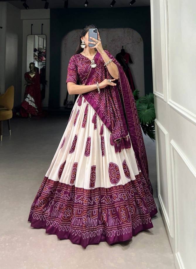 Tussar Silk Printed Lehenga Choli