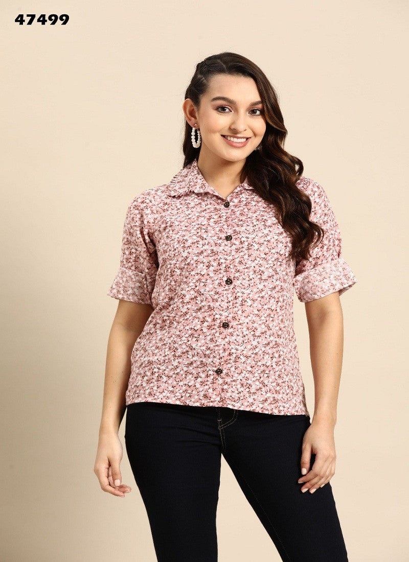 Cream color Embroidered Rayon Western Top