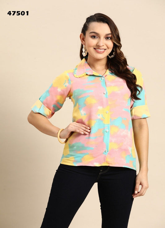 Multi color Embroidered Rayon Western Top