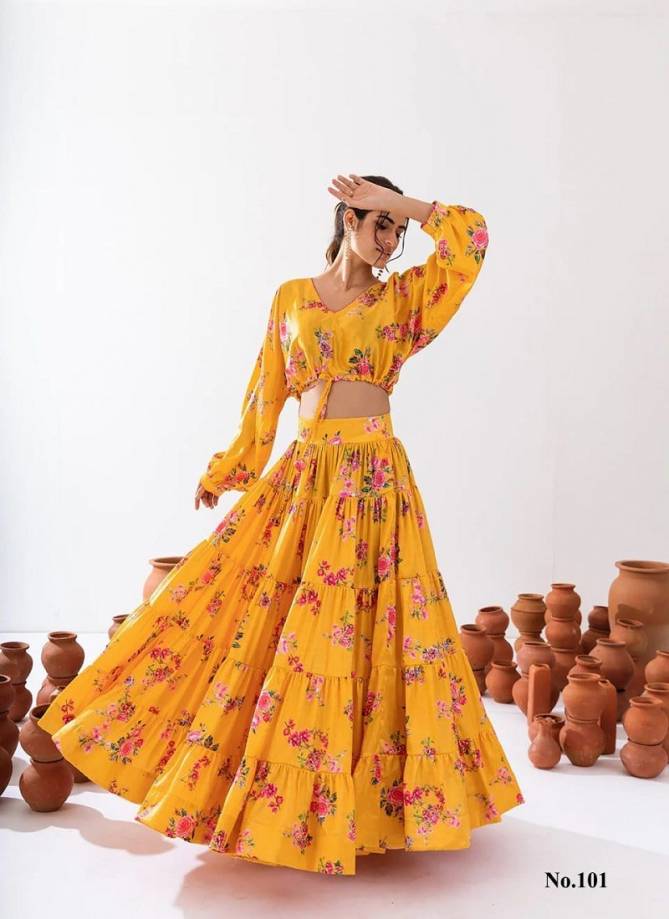 Indo Western Wedding Lehenga Choli By Lucaya Chinon Printed