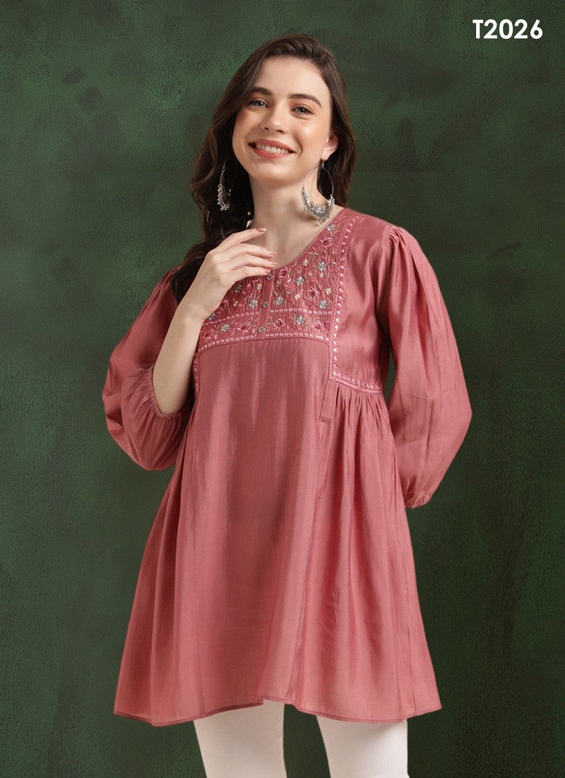 Blue Colour Kiara By Mahotsav Embroidery Chinon Western Top