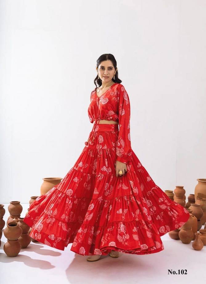 Indo Western Wedding Lehenga Choli By Lucaya Chinon Printed