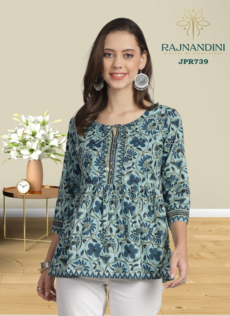 Brown Colour Aaradhya, Rajnandini Cambric Cotton Printed Tops