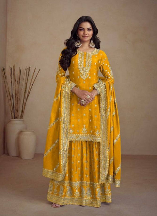 Sadaf By Gulkayra Real Chinon Plazoo Readymade Suits
