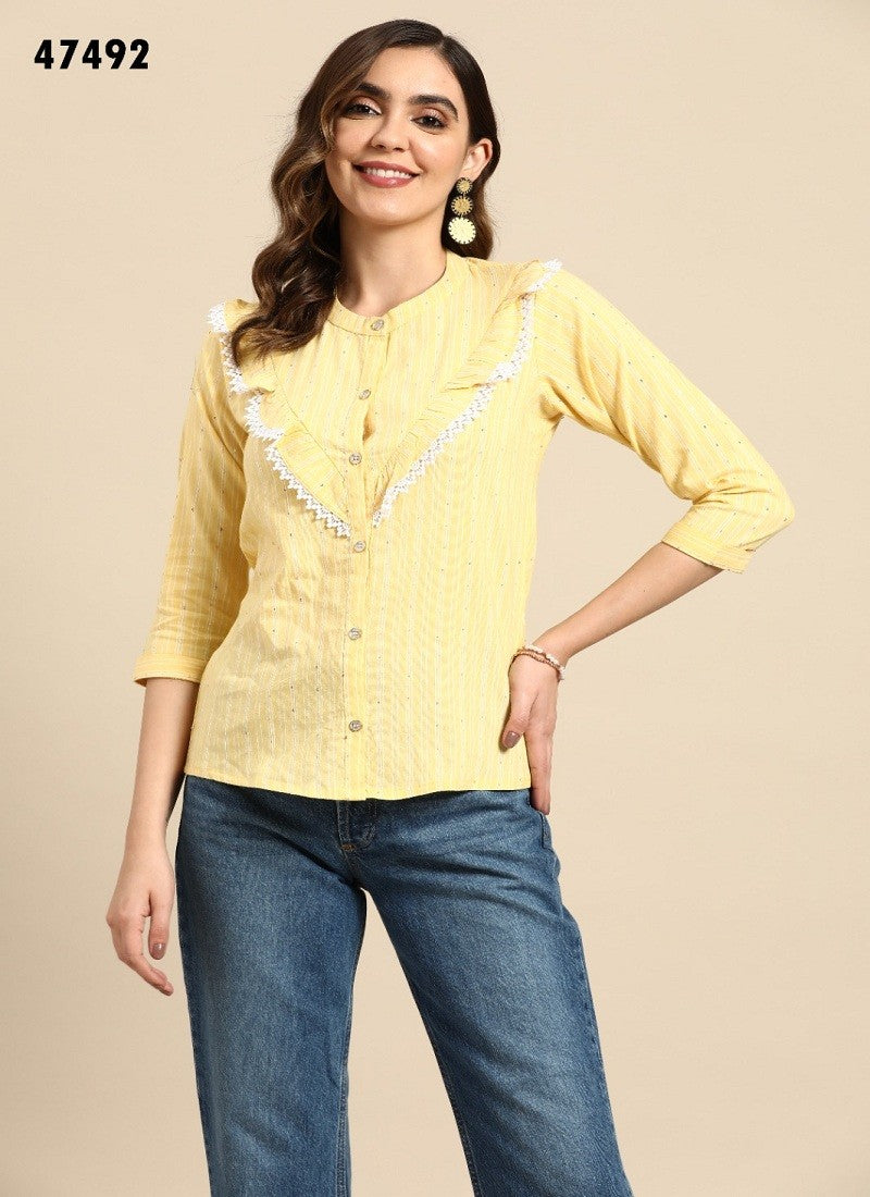 Cream color Embroidered Rayon Western Top