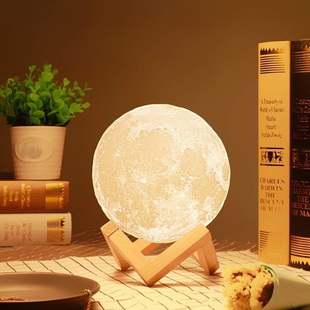 Wood  3d Moon Light Lamp