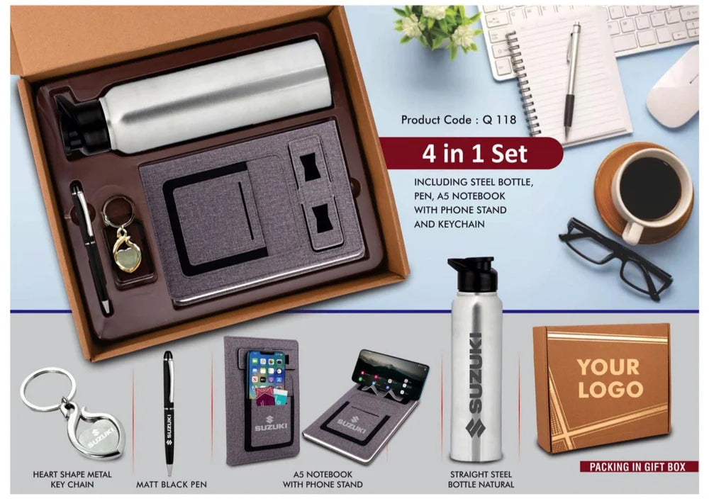 GRAY STAINLESS STEEL COPORATE GIFT OF 4 SET